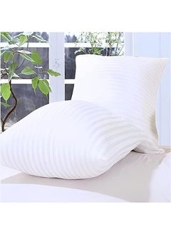 MANAAL HOME MANAAL HOME | Microfiber Hotel Quality Cushion Filler Pair| Set of 2-piece | - 45 x 45 CM | With filling of 500 grams each Cushion filler for Home & Office Use Throw Pillow | White Stripe (45 x 45, 2)  - Image 1