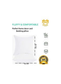 MANAAL HOME MANAAL HOME | Microfiber Hotel Quality Cushion Filler Pair| Set of 2-piece | - 45 x 45 CM | With filling of 500 grams each Cushion filler for Home & Office Use Throw Pillow | White Stripe (45 x 45, 2)  - Image 4