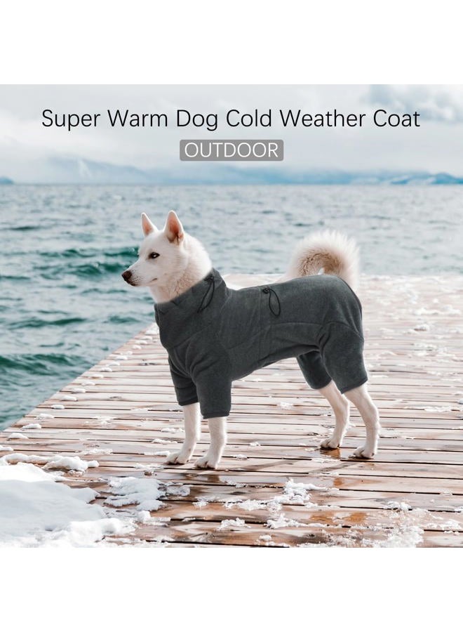 ROZKITCH Dog Winter Coat Soft Fleece Pullover Pajamas, Pet Windproof Warm Cold Weather Jacket Vest Cozy Onesie Jumpsuit Apparel Outfit Clothes for Small Medium Large Dog Walking Hiking Sleep Grey XS - Image 2