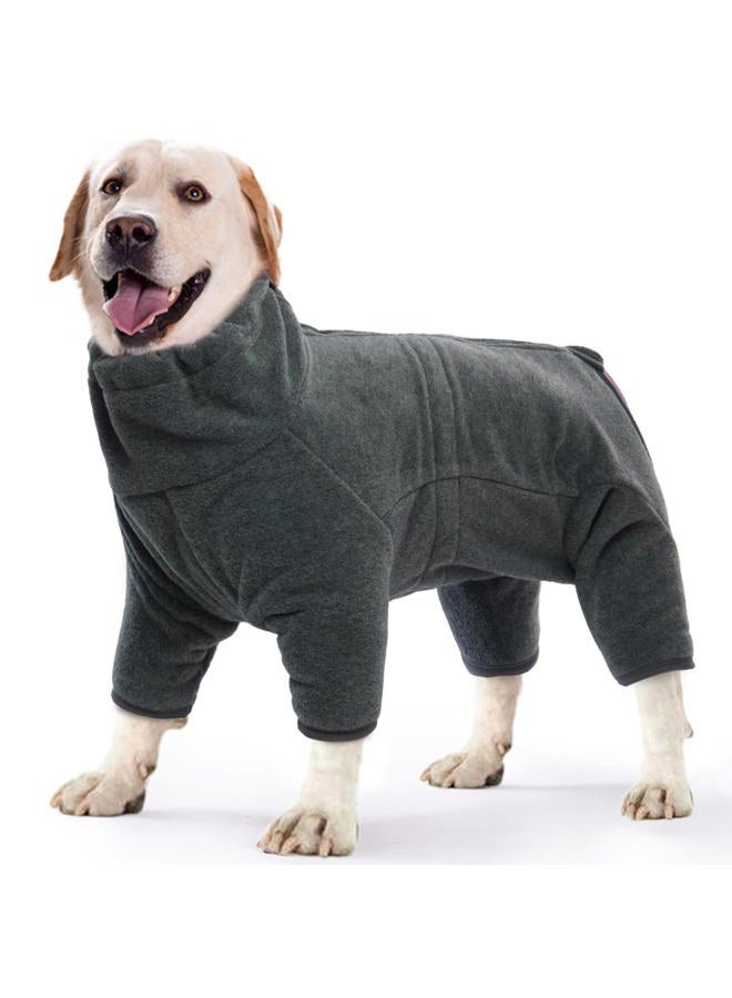 ROZKITCH Dog Winter Coat Soft Fleece Pullover Pajamas, Pet Windproof Warm Cold Weather Jacket Vest Cozy Onesie Jumpsuit Apparel Outfit Clothes for Small Medium Large Dog Walking Hiking Sleep Grey XS - Image 1