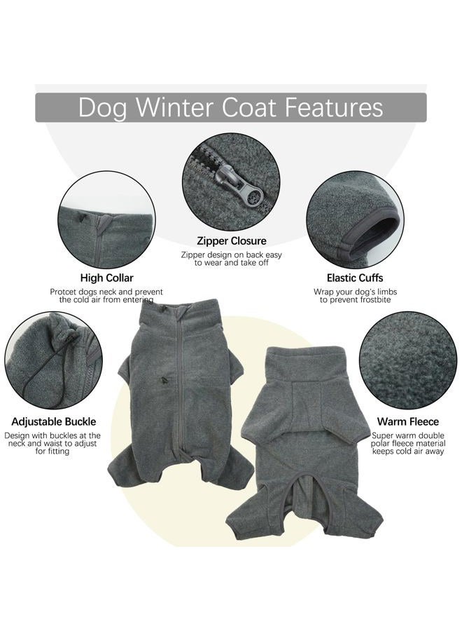 ROZKITCH Dog Winter Coat Soft Fleece Pullover Pajamas, Pet Windproof Warm Cold Weather Jacket Vest Cozy Onesie Jumpsuit Apparel Outfit Clothes for Small Medium Large Dog Walking Hiking Sleep Grey XS - Image 3