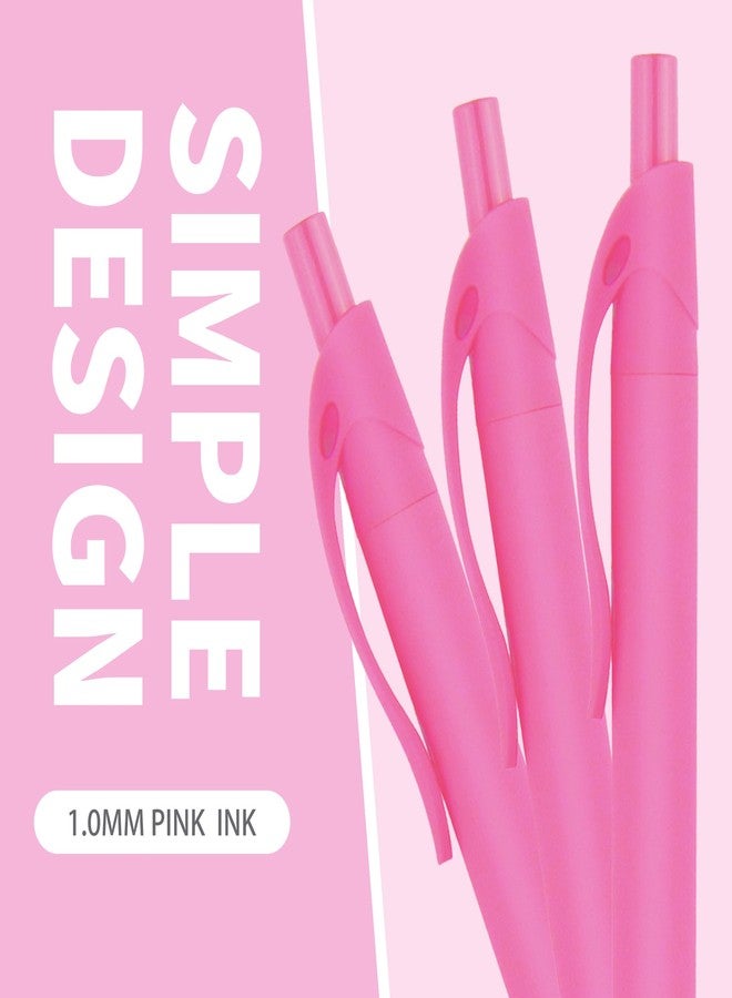 deegtran Pens Bulk, 50 Pack No Bleed Click Pens, Wholesale Retractable Ballpoint Pens, Pen Medium Point, Smooth Ink Pen, 1.0MM Pink Ink - Image 2