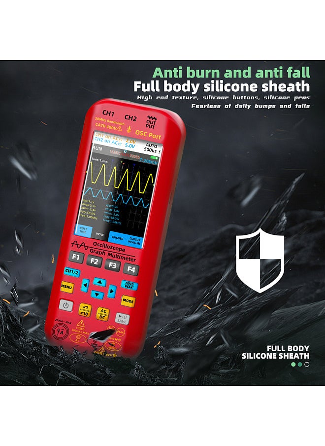 BSIDE - 3in1 Oscilloscope Multimeter Signal Source 3.98inch TFT Display Oscope Meter Handheld Oscilloscope 50Mhz Bandwidth 250MSa/s Sampling Rate Dual Channel Oscillometer - Image 1