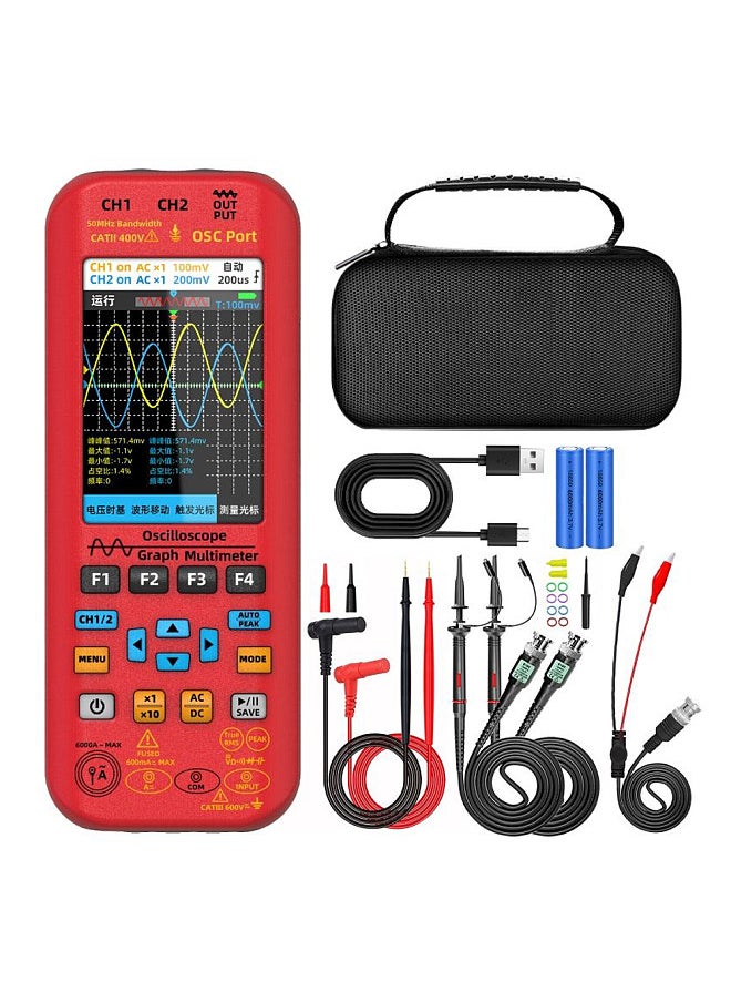BSIDE - 3in1 Oscilloscope Multimeter Signal Source 3.98inch TFT Display Oscope Meter Handheld Oscilloscope 50Mhz Bandwidth 250MSa/s Sampling Rate Dual Channel Oscillometer - Image 1