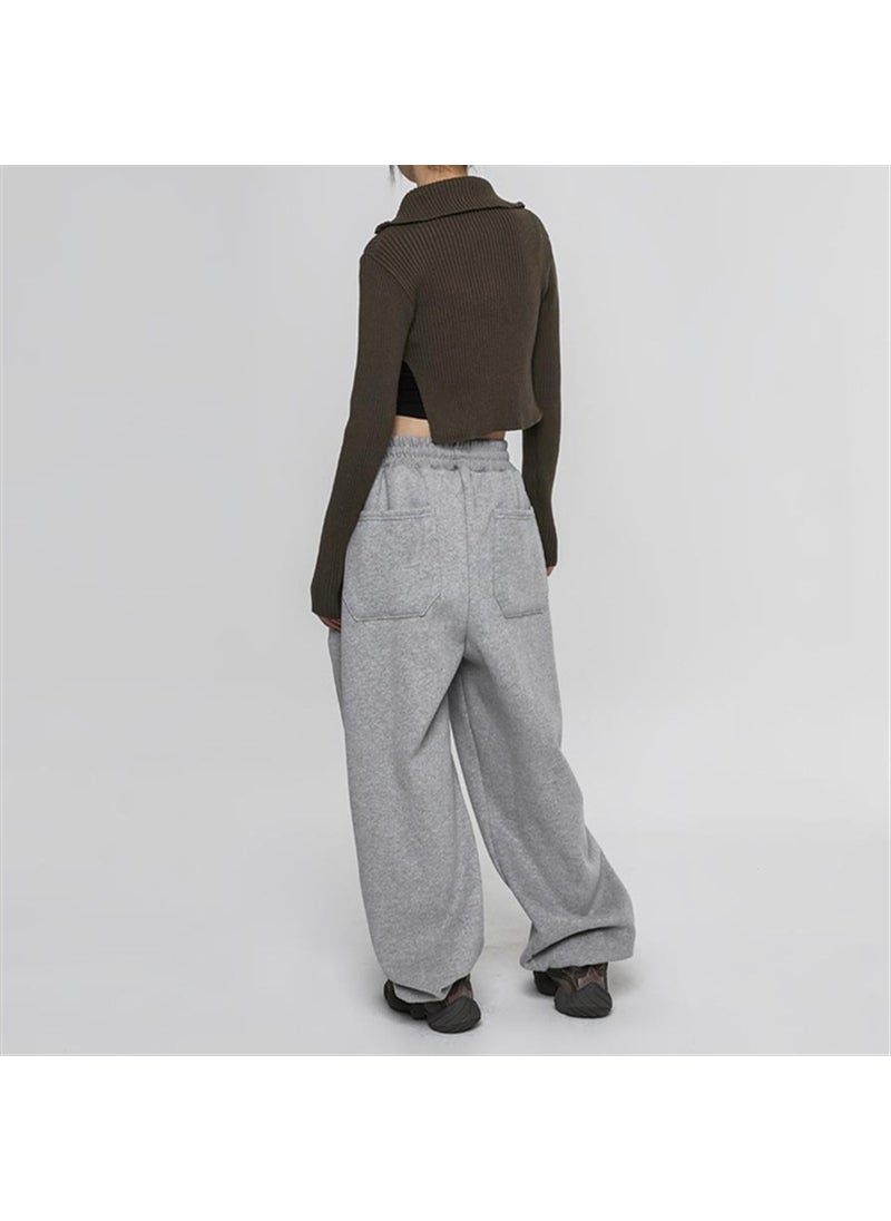 Generic 2024 Womens Casual Drawstring Joggers Spring Autumn Grey (fleece-lined)  - Image 1