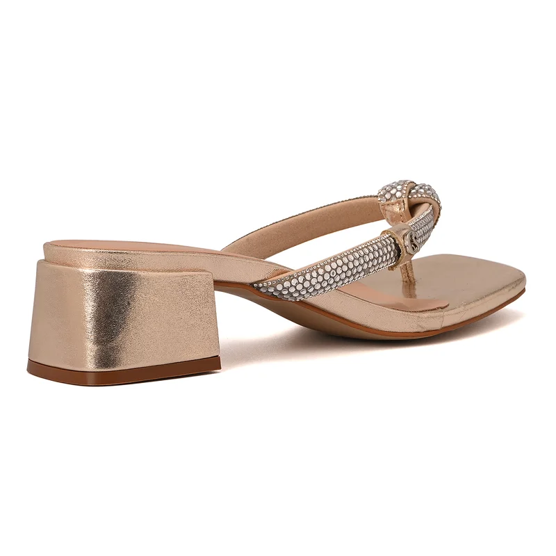 Carmen Steffens  Golden Crystal Strap Mules for Women | Best Price UAE