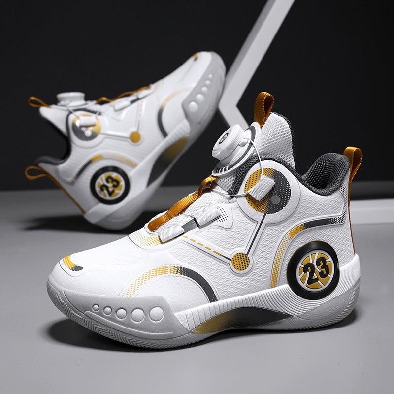 Rotating Button Boys' Sneaker 2023 New Children'S Summer Training Basketball Shoes Middle And Big Children Boys' Twisted Shoes - Image 5