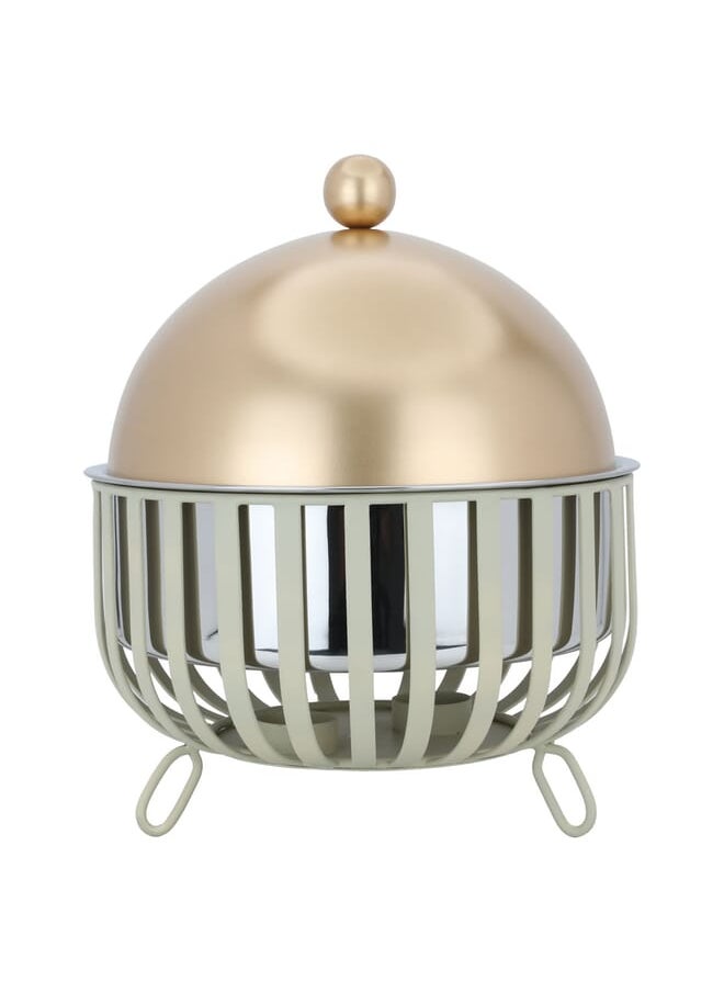 Alsaif Gallery Light Beige Steel Food Heater with Gold Lid with Double Bowl Multicolor 3 Liter  - Image 1