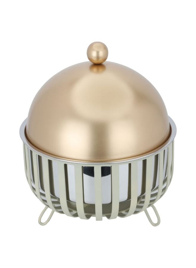 Alsaif Gallery Light Beige Steel Food Heater with Gold Lid with Double Bowl Multicolor 3 Liter  - Image 2