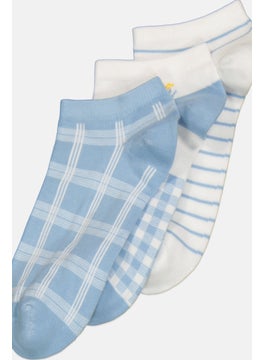 bebe Women 3 Pair Stripe Non Terry Ankle Sock, Multicolor  - Image 2