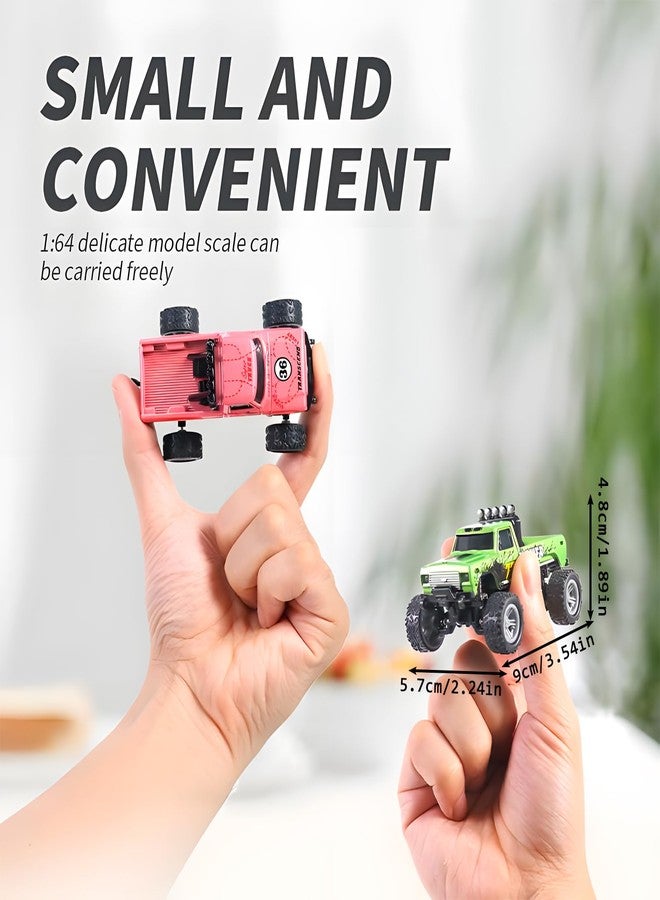 Flashstar Mini Rc Truck, 1:64 Scale Monster Truck Remote Control Car with Lights, 2.4Ghz Remote Control, Speed/Steering Adjustable (Green) - Image 5