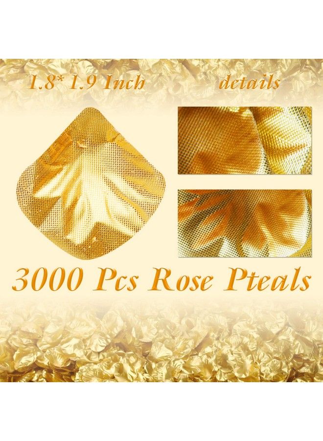 Childom 2000 Pcs Gold Rose Petals Artificial Flower Petals Silk Rose Petals For Wedding Romantic Valentines Day Decor For Bedroomweddingsromantic Nightparty Table Dining Room - Image 3