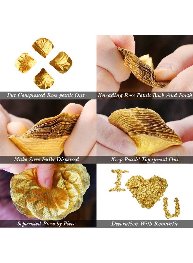 Childom 2000 Pcs Gold Rose Petals Artificial Flower Petals Silk Rose Petals For Wedding Romantic Valentines Day Decor For Bedroomweddingsromantic Nightparty Table Dining Room - Image 4