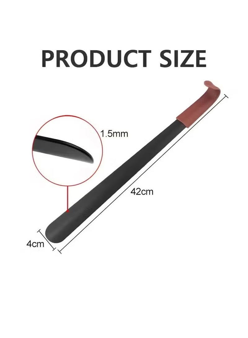Long handle shoe horn for the elderly, long metal shoe horn, special for boots, 42 cm boot horn with leather handle, extra long shoe horn for men  - Image 4