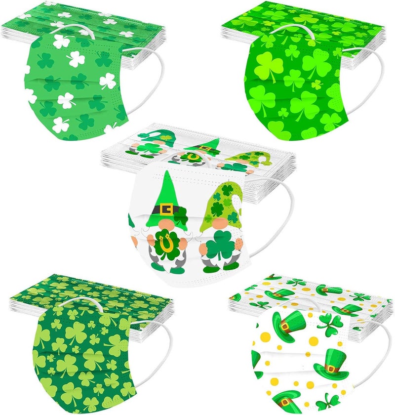 woobles 50Pc ST Saint Patricks Day Disposable Face Masks Easter Face Mask for Adults 3ply Holiday Shamrock Paper Mask for Women St Saint Patricks 02 - Image 1