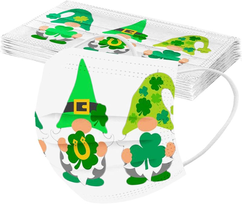 woobles 50Pc ST Saint Patricks Day Disposable Face Masks Easter Face Mask for Adults 3ply Holiday Shamrock Paper Mask for Women St Saint Patricks 02 - Image 4