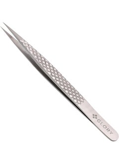 Glory Tweezers For Isolation  Classic Eyelash Extensions Straight Pointed Fiber Tips Glory Tweezers Multi Purposes Stainless Steel Precision Tweezers with Diamond Grip 