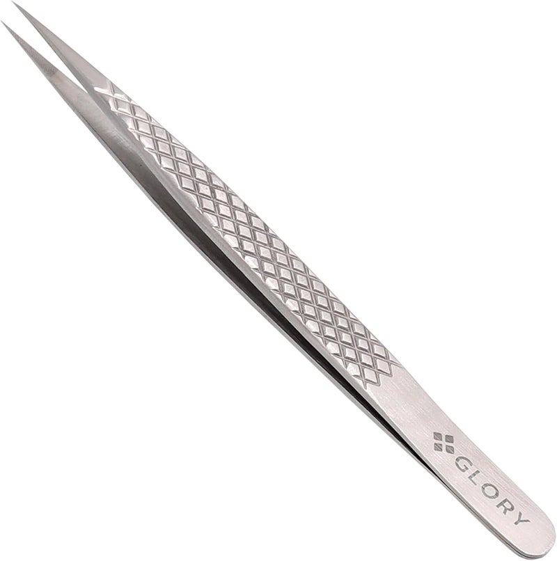 Glory Tweezers For Isolation  Classic Eyelash Extensions Straight Pointed Fiber Tips Glory Tweezers Multi Purposes Stainless Steel Precision Tweezers with Diamond Grip