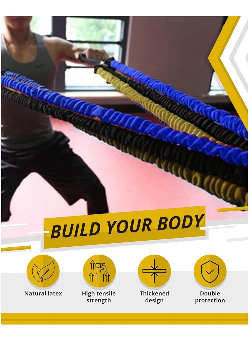 RIGID FITNESS - Resistance Bands Set, Exercise Bands with Handles, Door Anchors, Legs Ankle Straps for Resistance Training, Physical Therapy - Power Bands with Carry Bag - Workout Bands for Home Workout - Image 1