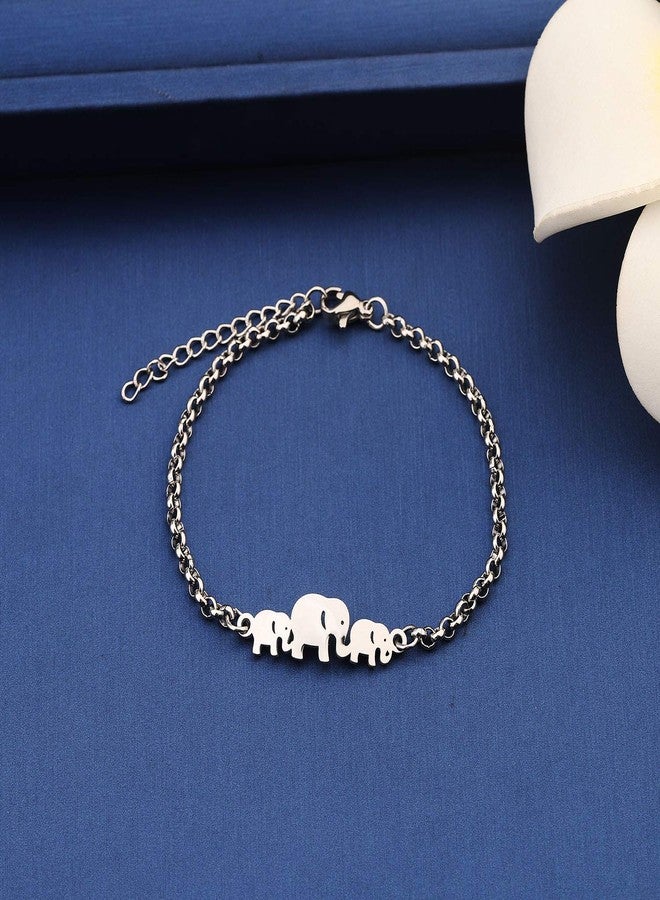 ميوسبارك سوار MYOSPARK للأم التوأم، سوار بسلسلة قابلة للتعديل، هدية مثالية للأم الجديدة التي رزقت بتوأم (سوار Mama twins elephant S) - Image 2