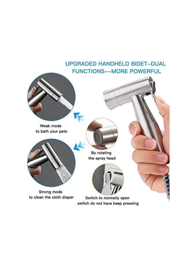 The Bros رشاش بيديت محمول للمرحاض، رأس رش مزدوج (نفاث/ناعم) رشاش حفاضات الأطفال بيديت للمرحاض من الفولاذ المقاوم للصدأ، شطاف يدوي مسلم (رأس رشاش بيديت فقط) - Image 2