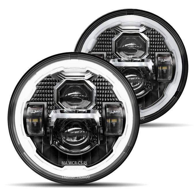 2023 1000 Bright Antiglare 7 Inch Halo Led Headlights Round Compatible With Jeep Wrangler Jk Jku Tj Lj Chevy Ford Gmc Dodge Mazda Vw Mack Etc Dot Wdrl Turn Signal H6024 Hilow Seale Beam