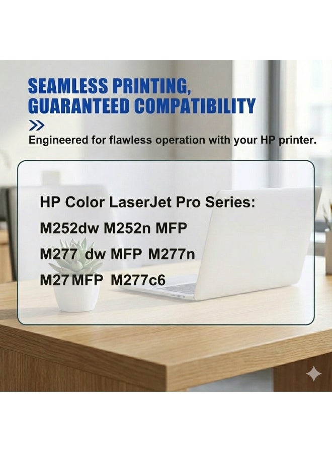 4-Pack Compatible Toner Cartridge Replacement for HP 201A CF400A CF401A CF402A CF403A for HP Color LaserJet Pro M252dw M252n MFP M277dw M277n M277c6 Printer - Standard Yield - Image 2