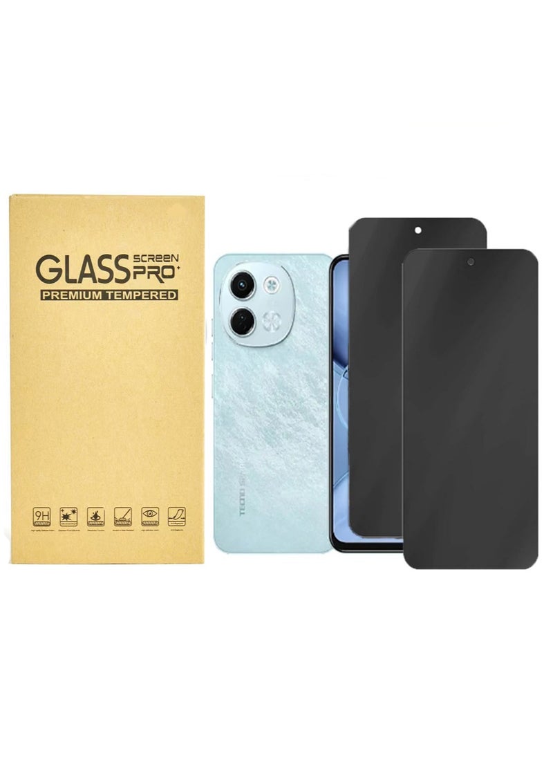 2 Pack Privacy Screen Protector for Tecno Spark 30 Support Fingerprint Unlock,9H High hardness Tempered Glass Film,Anti-Scratch Case Friendly