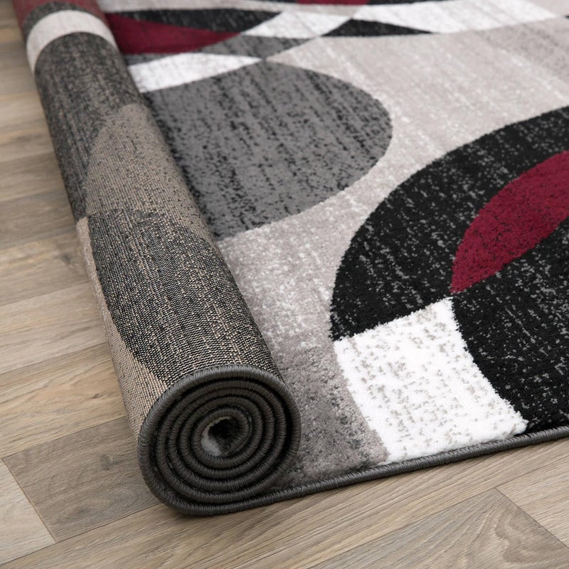 Rugshop Contemporary Abstract Circles Perfect for high Traffic Areas of Your Living Room,Bedroom,Home Office,Kitchen Runner Rug 2' x 10' Red - Image 4