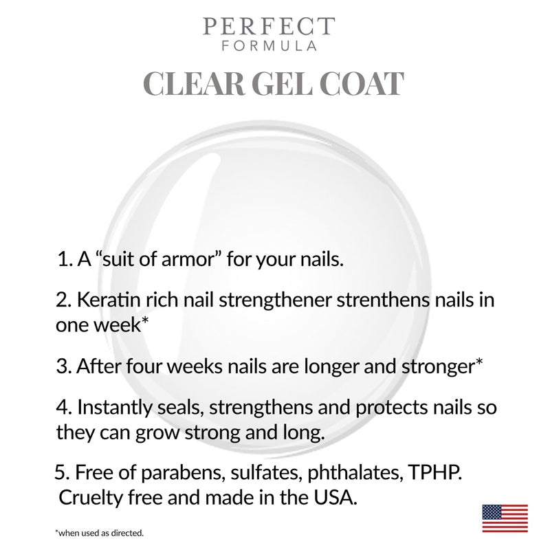 Perfect Formula طلاء جل شفاف من بيرفكت فورمولا - مقوي أظافر، علاج كيراتين، طلاء أظافر شفاف - مقوي للأظافر التالفة - صنع في الولايات المتحدة الأمريكية  .60 أونصة سائلة - Image 2