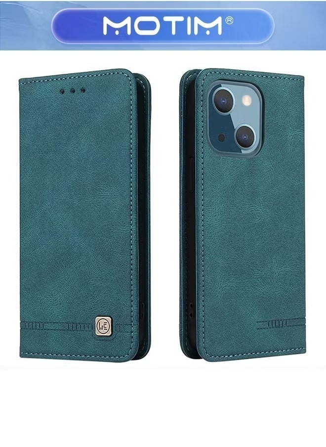 Motim Case for iPhone 13 Case,Leather Wallet Case with Card Holder Built-in Magnet Shockproof Protective Flip Cover for iPhone 13 Cover Green - Image 2