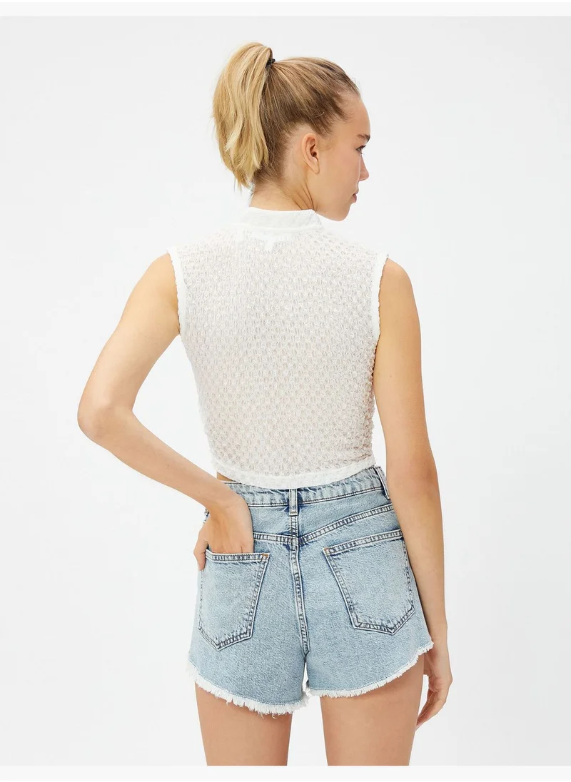 كوتون Crop Cut Out Detail Tissued Tank Top
