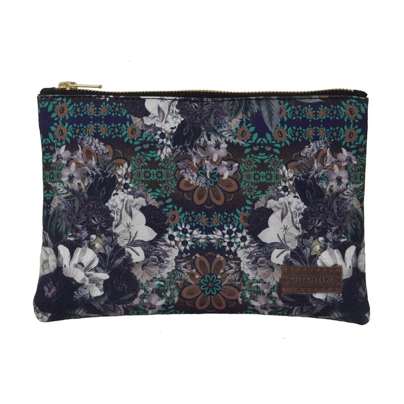 Fatfatiya Abstract Flower Handmade Multipurpose Utility Pouch with Zip Clouser for Women Girls Ideal for Daily Use Travel Easy to Storing Keys Wallet Makeup and Accessories 23x165x1 - Image 1