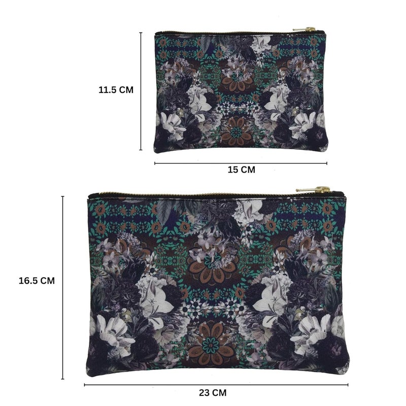 Fatfatiya Abstract Flower Handmade Multipurpose Utility Pouch with Zip Clouser for Women Girls Ideal for Daily Use Travel Easy to Storing Keys Wallet Makeup and Accessories 23x165x1 - Image 3