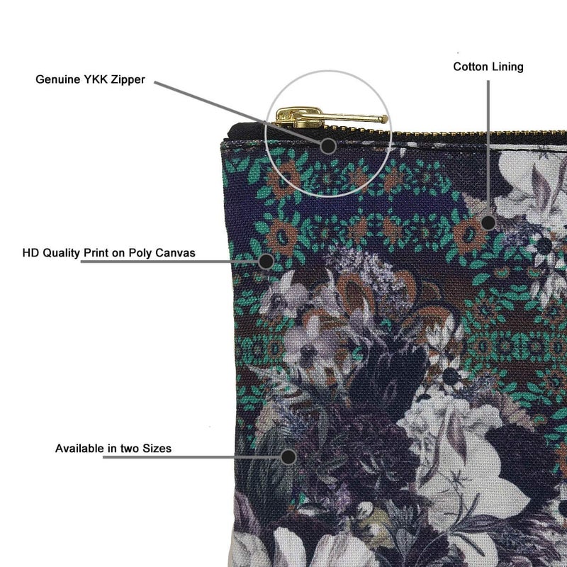 Fatfatiya Abstract Flower Handmade Multipurpose Utility Pouch with Zip Clouser for Women Girls Ideal for Daily Use Travel Easy to Storing Keys Wallet Makeup and Accessories 23x165x1 - Image 5