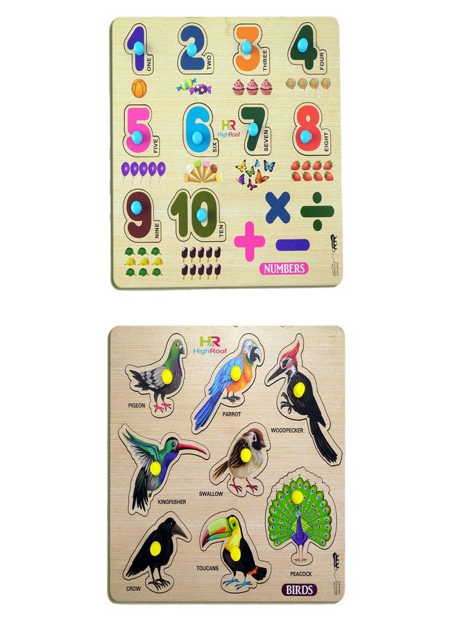 HIGHROOF® Kids Fort Pre Nursery Educational Jigsaw Puzzles for Adults Kids Learning Toys Kit Board Game 2 pcs Set of Numbers & Birds Educational Toy - Image 1