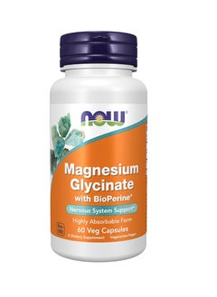 NOW Foods, Magnesium Glycinate With BioPerine, 60 Veg Capsules