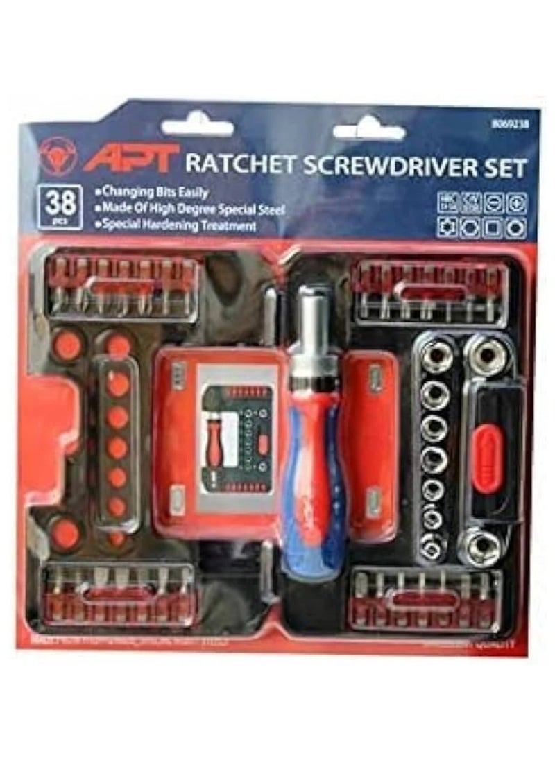 Apt Assorted screwdriver bits set + square system handle 1/4 38 pieces 8069238 