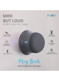Pawa Pawa Mini Magsafe Speaker Lightweight and Easy to Carry / Enhanced Bass / Compact and Portable / MagSafe Absorption - Metal Black  - Image 4
