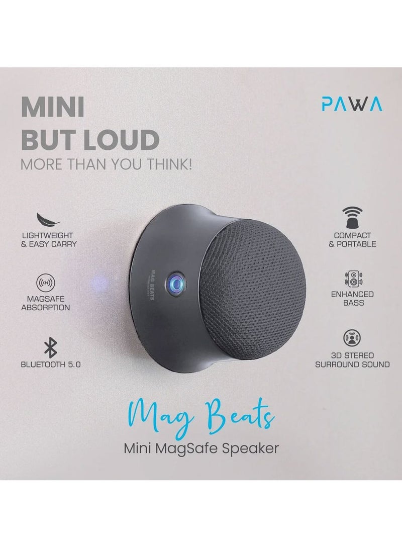 Pawa Pawa Mini Magsafe Speaker Lightweight and Easy to Carry / Enhanced Bass / Compact and Portable / MagSafe Absorption - Metal Black  - Image 4