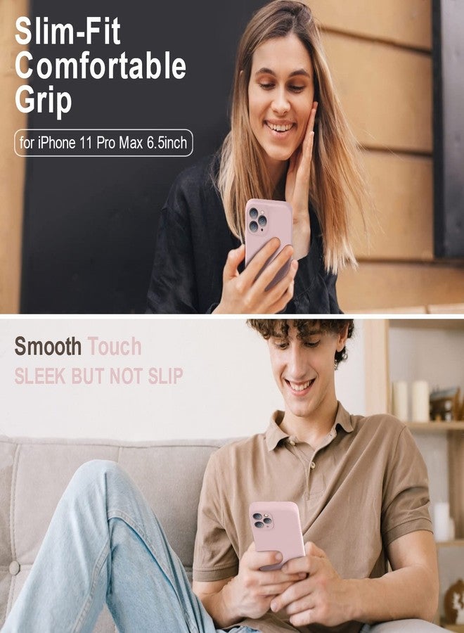 Vooii Compatible with iPhone 11 Pro Max Case, Upgraded Liquid Silicone with [Flat Edges] [Camera Protection] [Soft Anti-Scratch Microfiber Lining] Phone Case for iPhone 11 Pro Max - Sand Pink - Image 2