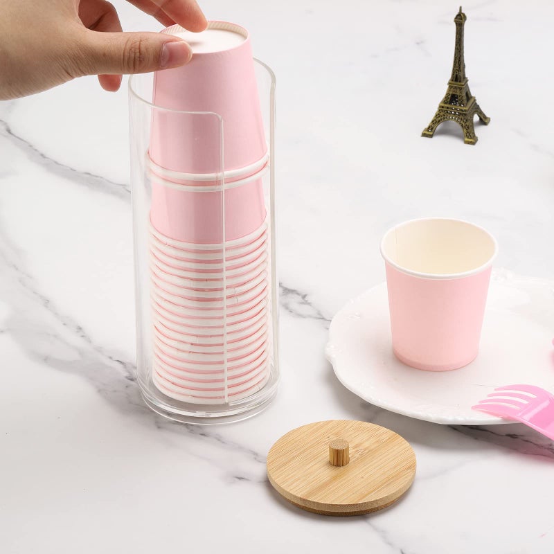 Tecbeauty Cotton Pads Holder Makeup Removers Pad Organizer Dispenser for Bathroom Storage - Bamboo Lid - Image 5