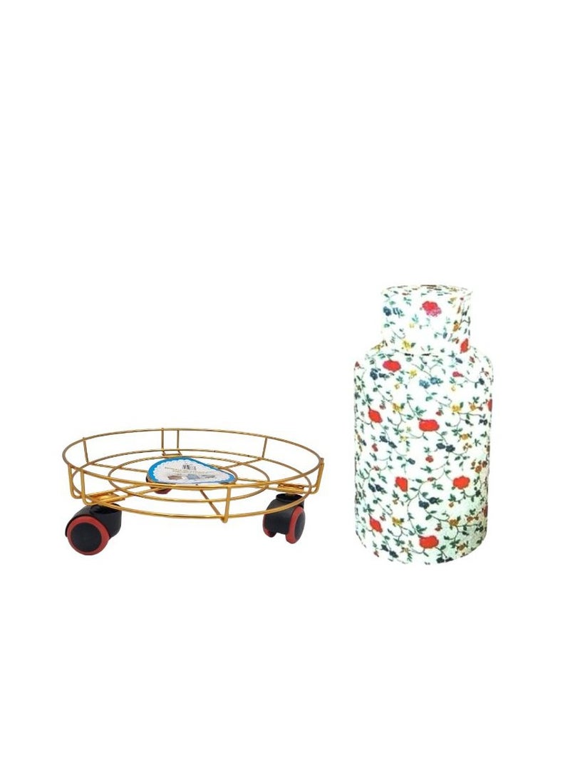 Gas Cylinder Cover + Gas Cylinder Holder Gold Color (Basic) Multicolor 30cm