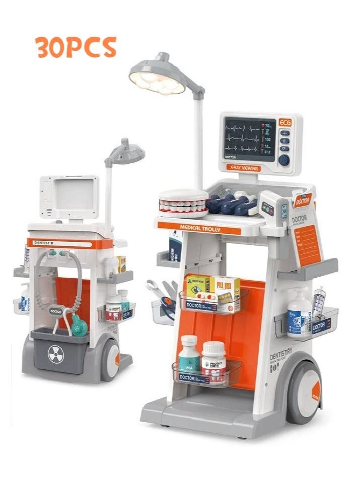 I LOVE KIDS Dentist Kit For Kids,Pretend Medical Station Set for Boys Girls,30Pcs Pretend Play Medical Kit Toy,Mobile Cart with Sound and Light Functions,Kids Dentist Doctor Kit for Toddlers Birthday Gift  - Image 4