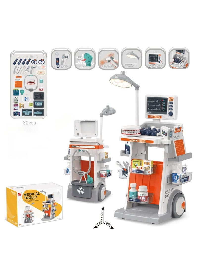 I LOVE KIDS Dentist Kit For Kids,Pretend Medical Station Set for Boys Girls,30Pcs Pretend Play Medical Kit Toy,Mobile Cart with Sound and Light Functions,Kids Dentist Doctor Kit for Toddlers Birthday Gift  - Image 2