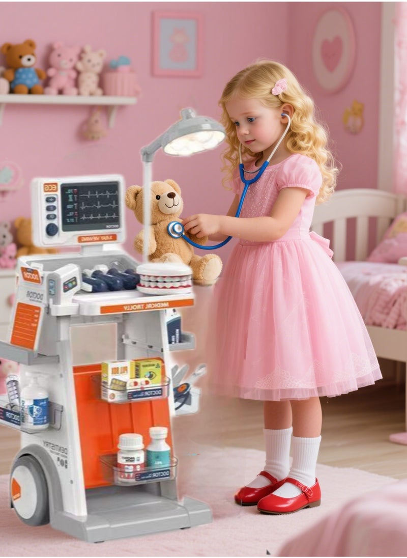 I LOVE KIDS Dentist Kit For Kids,Pretend Medical Station Set for Boys Girls,30Pcs Pretend Play Medical Kit Toy,Mobile Cart with Sound and Light Functions,Kids Dentist Doctor Kit for Toddlers Birthday Gift  - Image 3