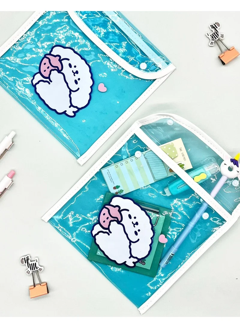 Kağıt Gemi Dükkan Paper Ship Shop Waterproof Transparent Blue Lamb Bag/Collector/Pencil Box