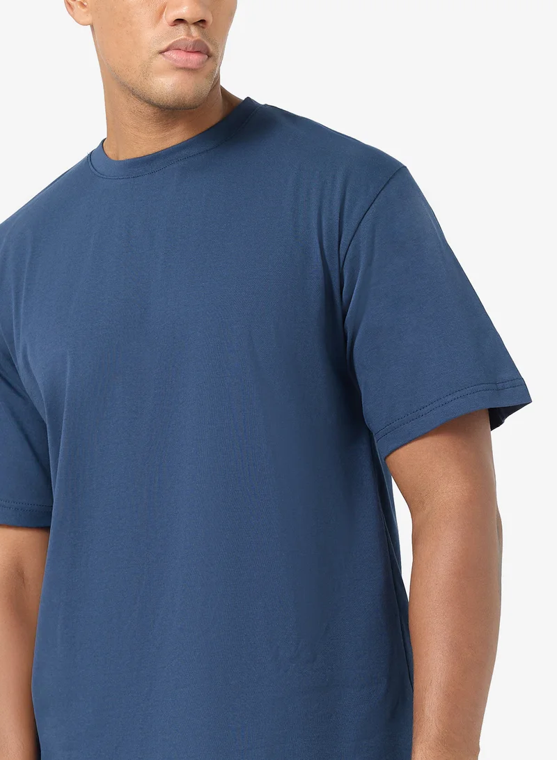 Seventy Five Basics NAVY Oversized Drop Shoulder 220Gsm T-Shirt for Men | Best Price UAE