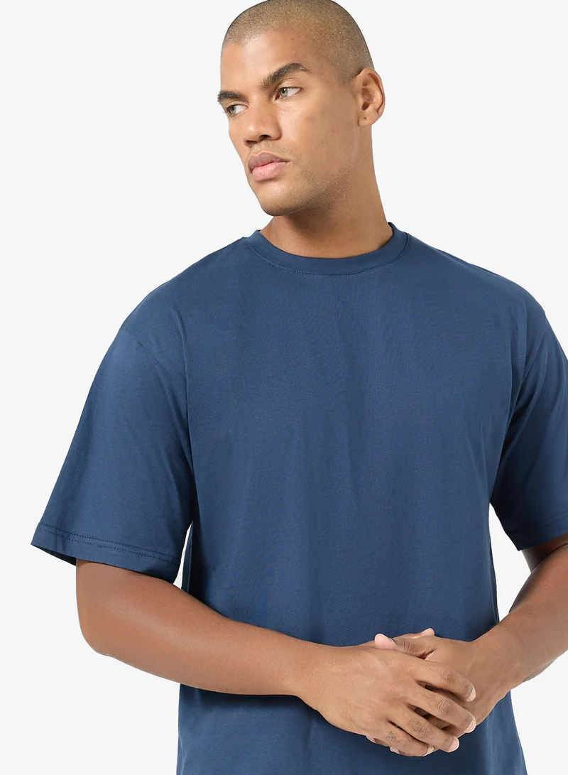 Seventy Five Basics NAVY Oversized Drop Shoulder 220Gsm T-Shirt for Men | Best Price UAE