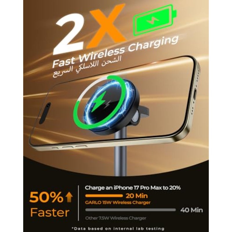 محطة شحن لاسلكية 3 في 1 لأجهزة Apple iPhone وAirpods والساعة مع حامل شاحن MagSafe، وحامل شحن سريع مغناطيسي بقدرة 15 وات، ومحطة شحن لاسلكية لأجهزة Samsung وiPhone 17 16 15 14 13 12 - Image 3